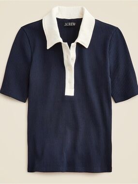 NWT J.Crew Rib Short Sleeve Polo with White Collar (small)